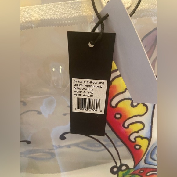 NWT Ed Hardy Large Tote Clear PVC Bag with Butterfly and zipper - Picture 7 of 7